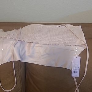 Pink satin mauve halter ruffle strapless  back